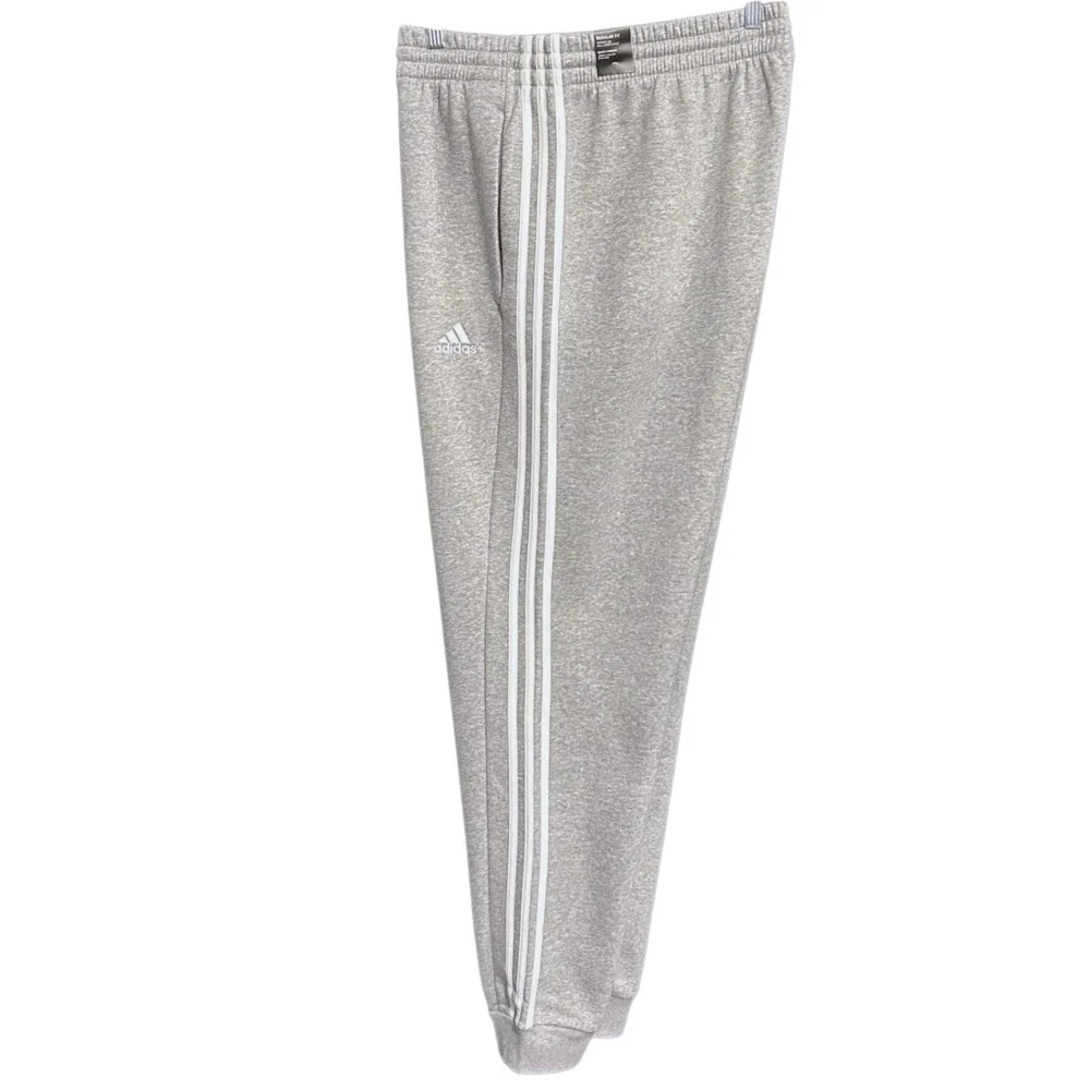 adidas Mens Fleece 3-Stripes Sweatpants 2XL Tall3 (38x38) Gray White Tapered Leg